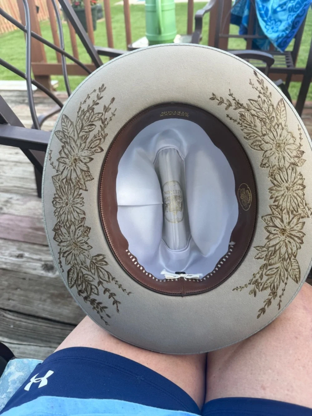 Vintage Stetson hat with custom hand burnt design
